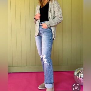 NWT LOVERVET BY VERVET HIGH RISE DISTRESSED STRAIGHT LEG JEANS